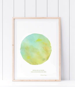 Mantra Circle, Victor Hugo Quote, Forest, Trees, minimalist wall art decoration