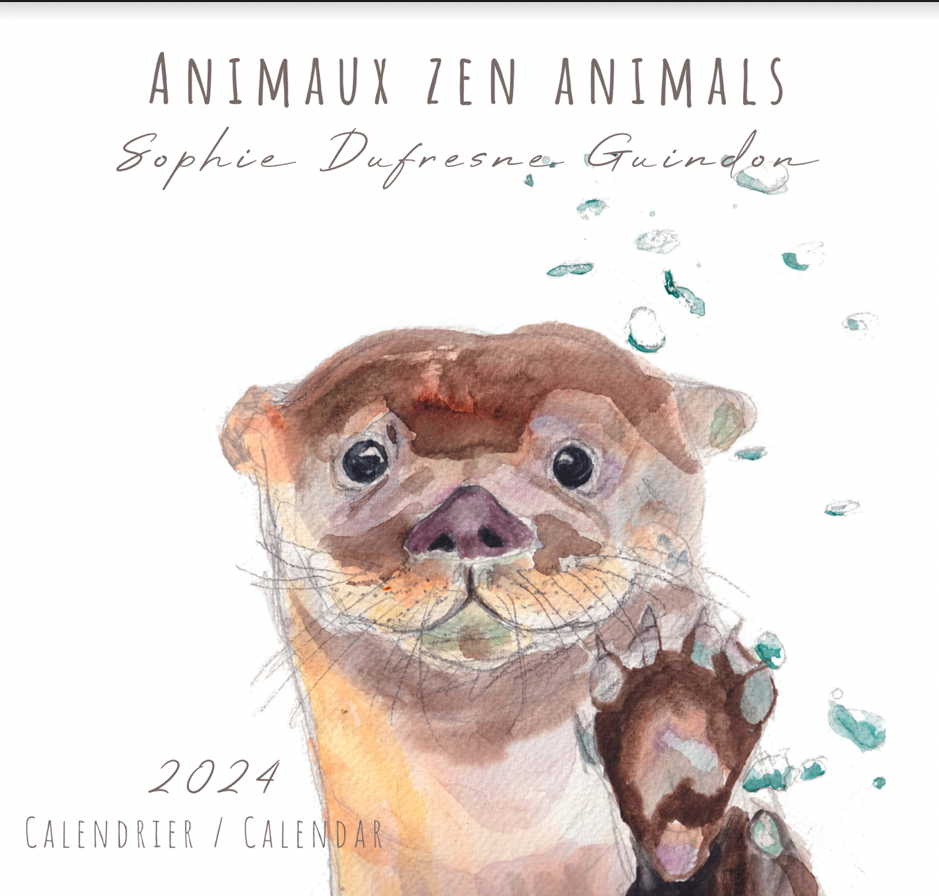 2024 Watercolor Calendar | Animal Calendar | Monthly Mural Calendar | 12-Month Illustrated Calendar | Made in Quebec |