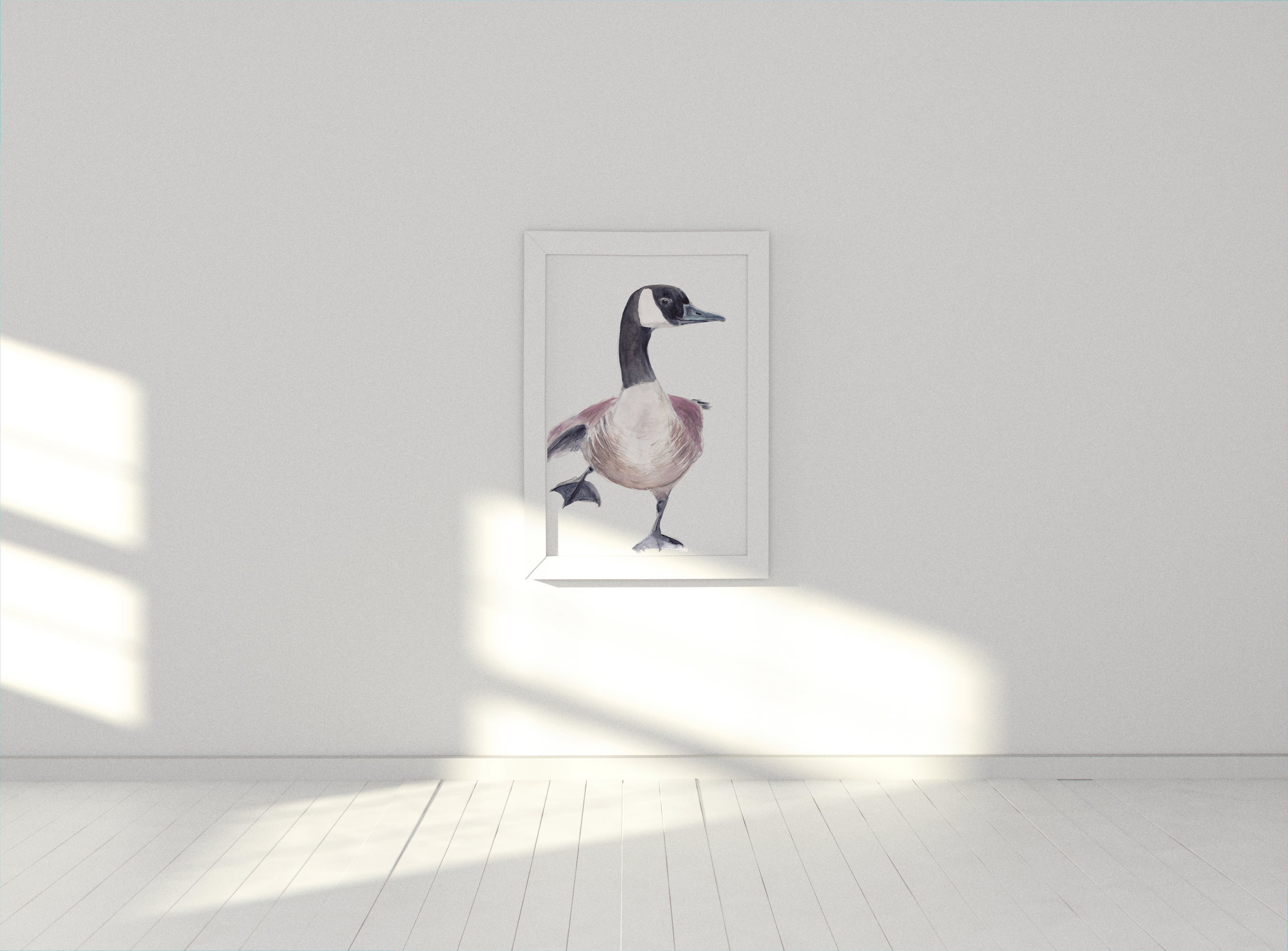 Happy wild goose Painting art print, birds wall decor, animals prints