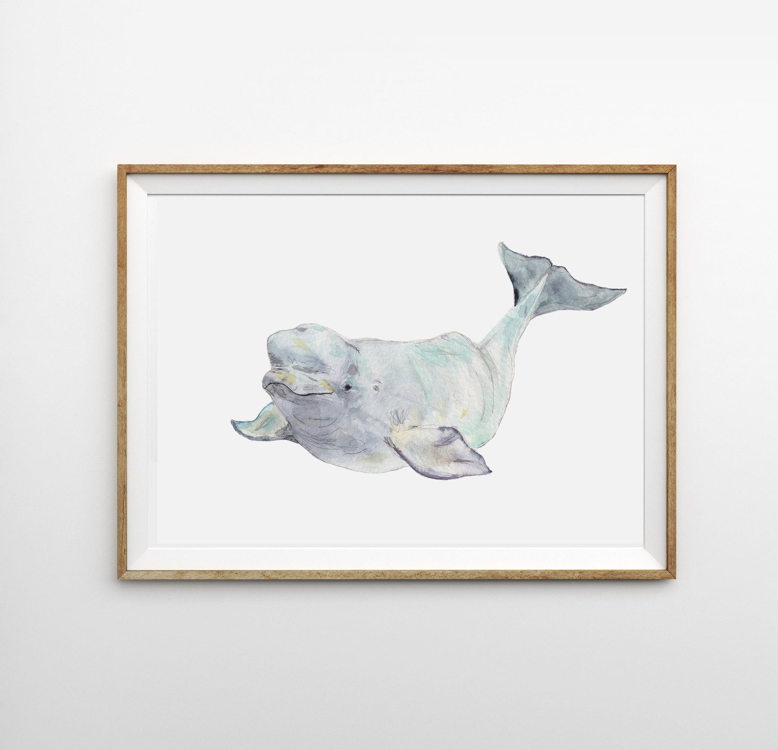 BELUGA Whale Art print, ocean wall decor