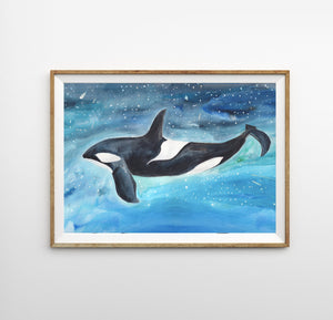 ORCA killer Whale Art print, ocean wall decor