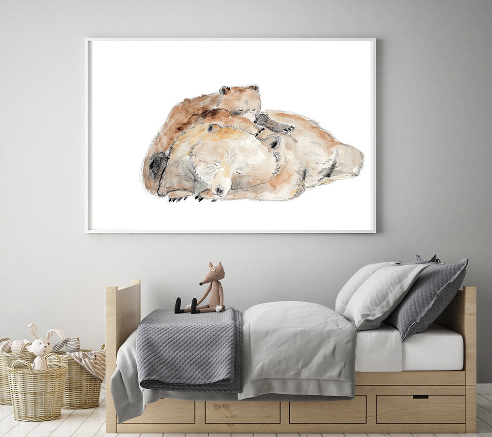 Bear art, co bedding, animal print, bear illustration, watercolor wall art