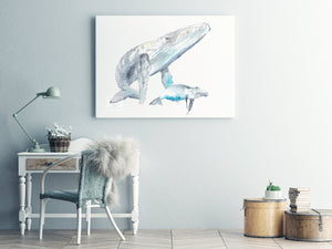 Humpback WHALES Painting art print, ocean wall decor, animals prints