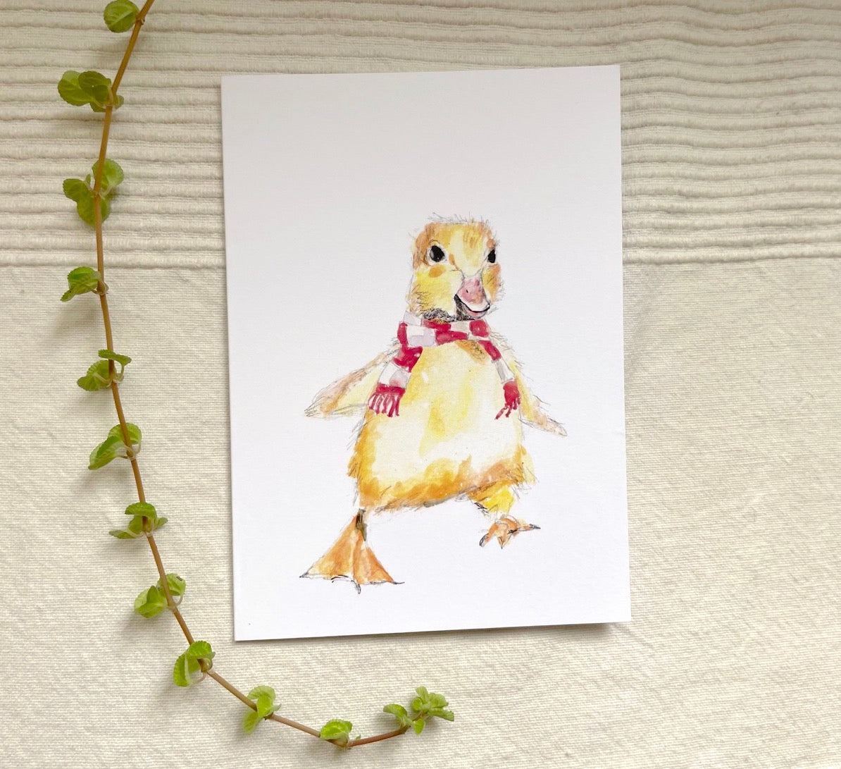 5 Christmas Greeting Cards - animals watercolor | Christmas Winter Sophie Dufresne Guindon | Fox, Weasel, Deer, Bird, Duck & Otter