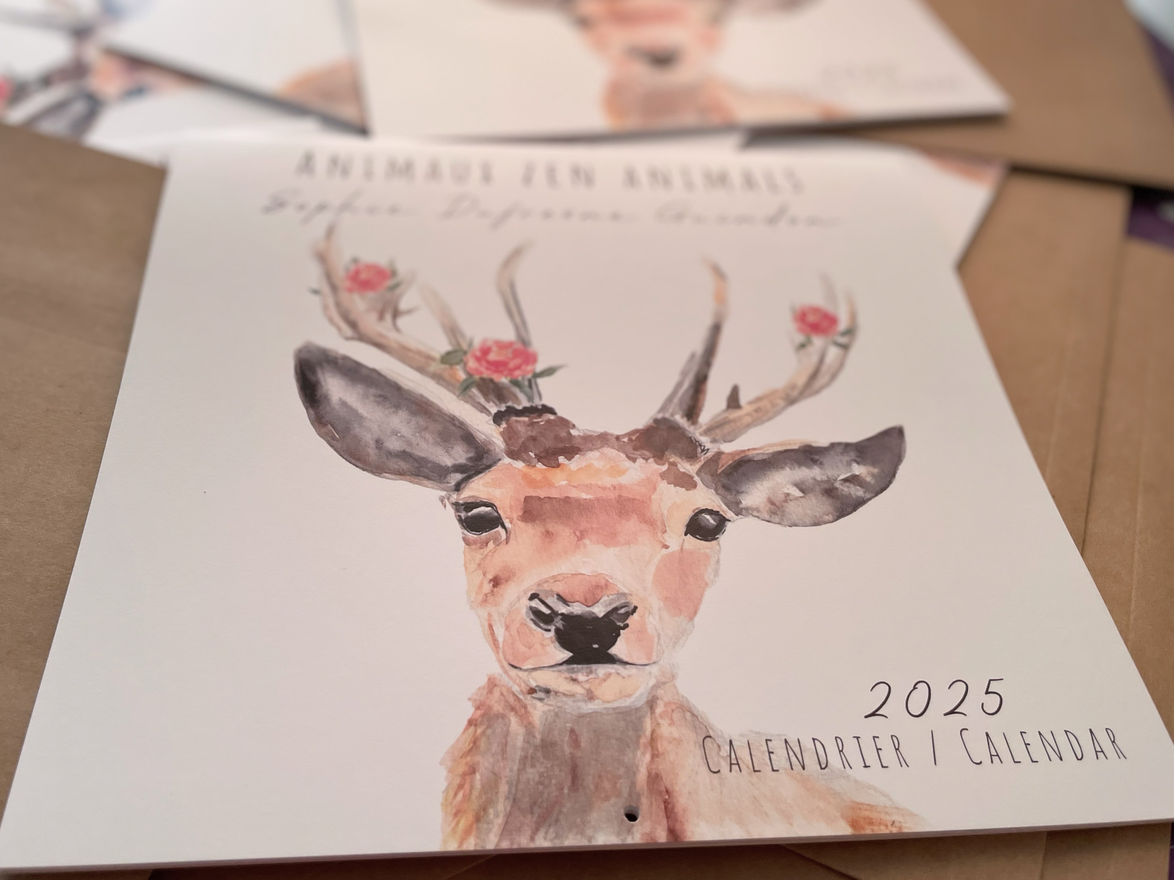 2025 Calendrier aquarelle | * achetez plus et obtenez 6$ de rabais *| Calendrier mural mensuel des animaux | 12 mois illustrés | Fabriqué au Québec