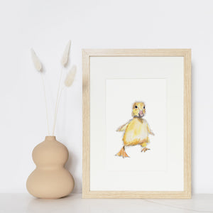 Baby duck, Cute Duckling, painting, watercolor, baby animals art print by Sophie Dufresne Guindon