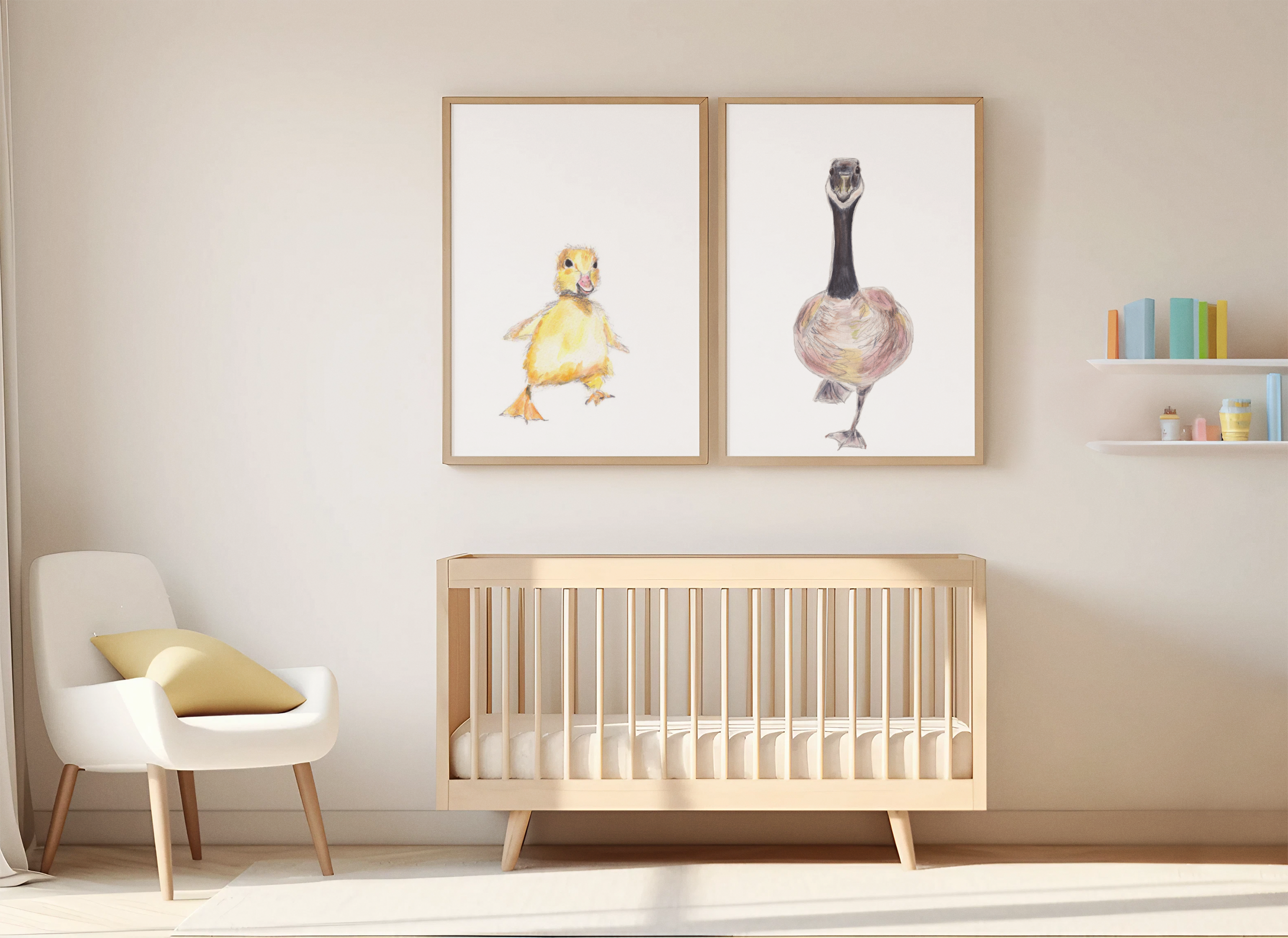 Baby duck, Cute Duckling, painting, watercolor, baby animals art print by Sophie Dufresne Guindon