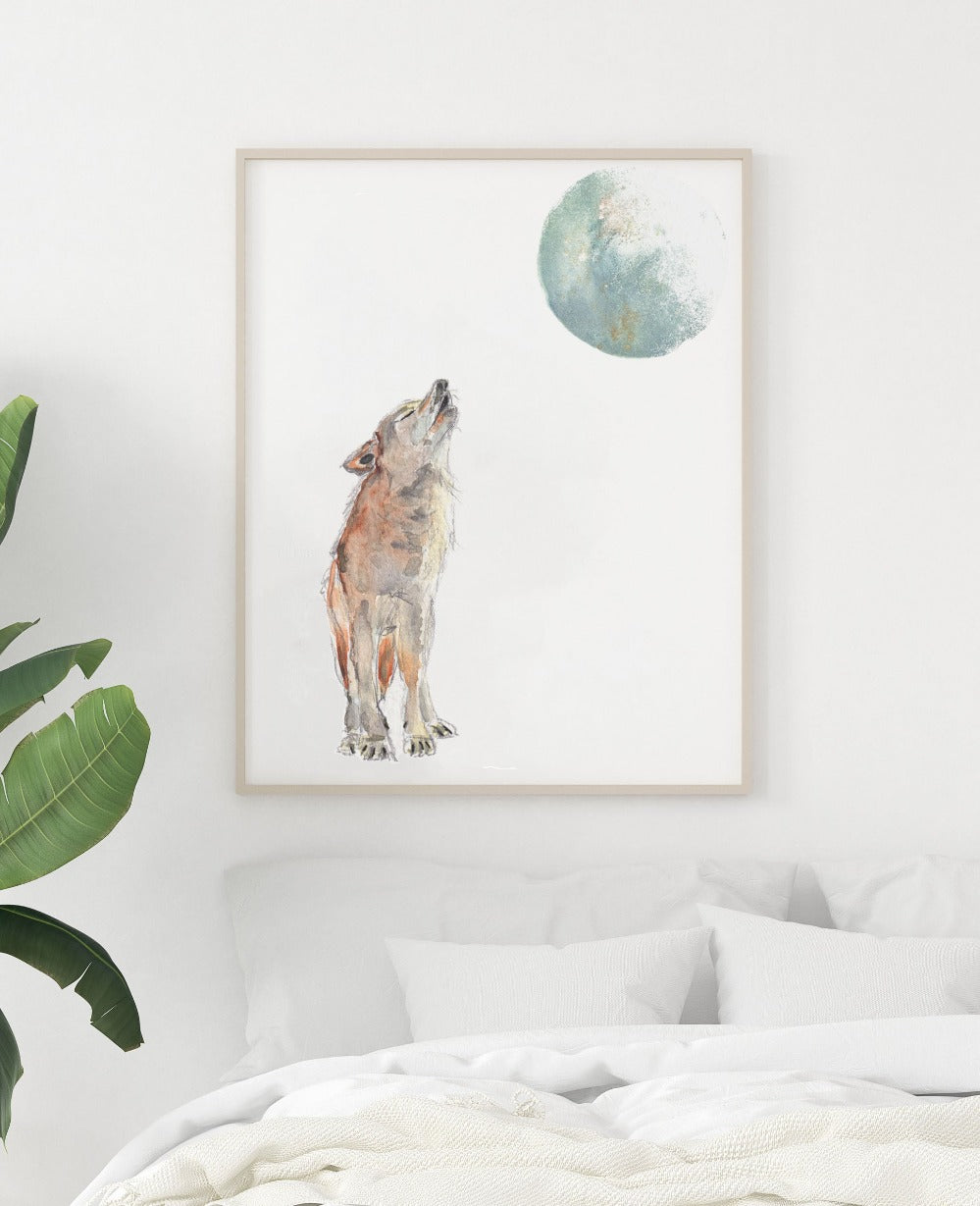 howling wolf watercolor