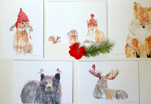 Jolies cartes de Noel, christmas cards Québec animals