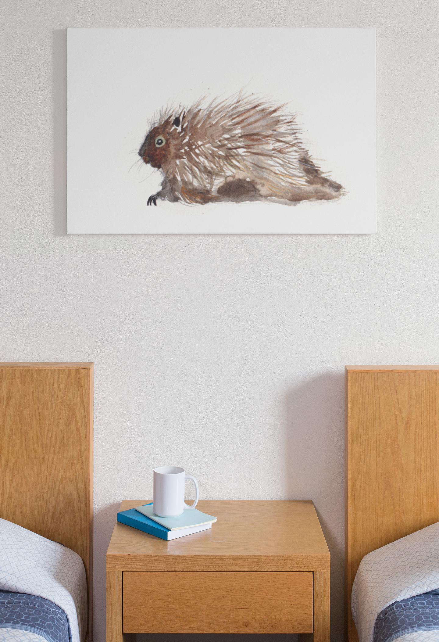 Porcupine, wall art print, painting, watercolor forest animals of Quebec, by Sophie Dufresne Guindon