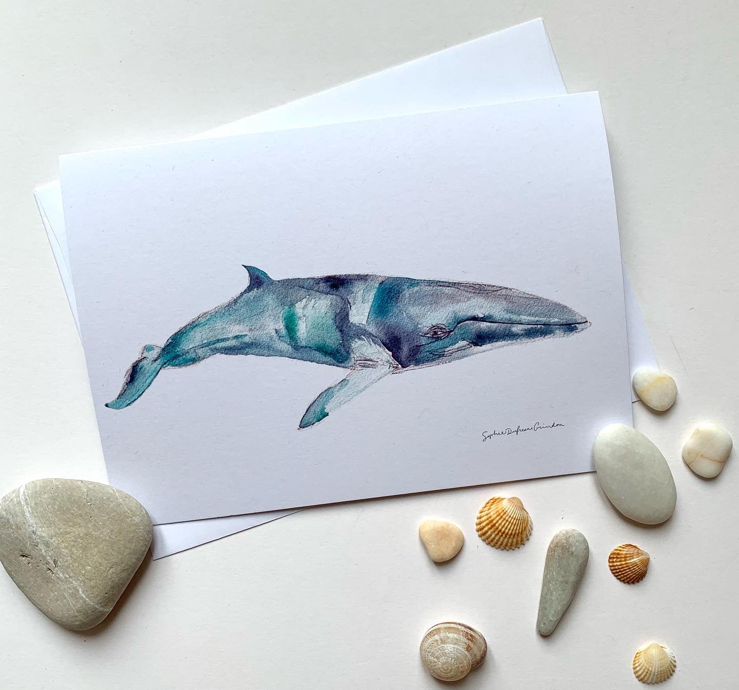 MINKE WHALE greeting card, minimalist art sea ocean wall art