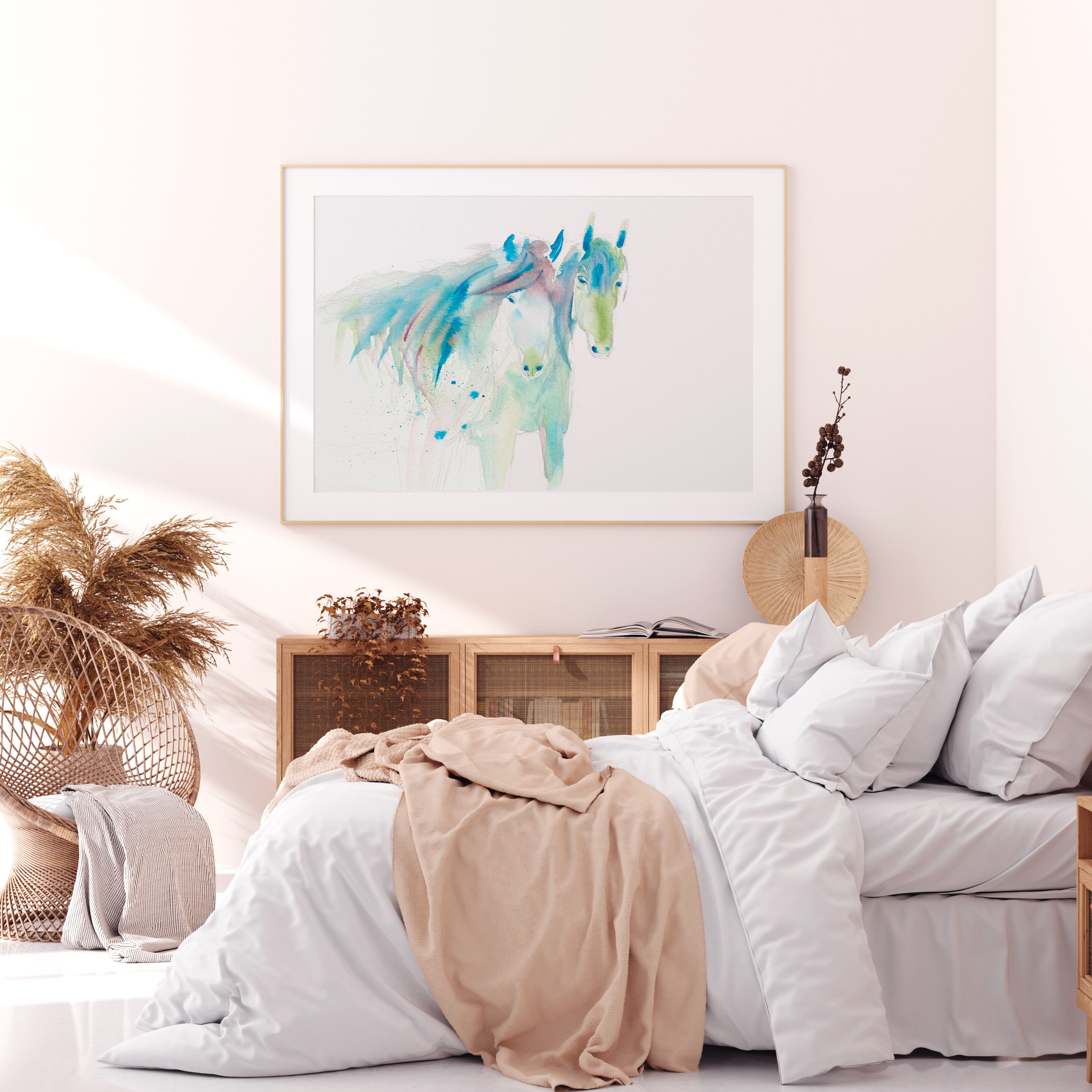 Chevaux de rêves, aquarelle, impression giclée, affiche par Sophie Dufresne Guindon