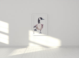 Happy wild goose Painting art print, birds wall decor, animals prints