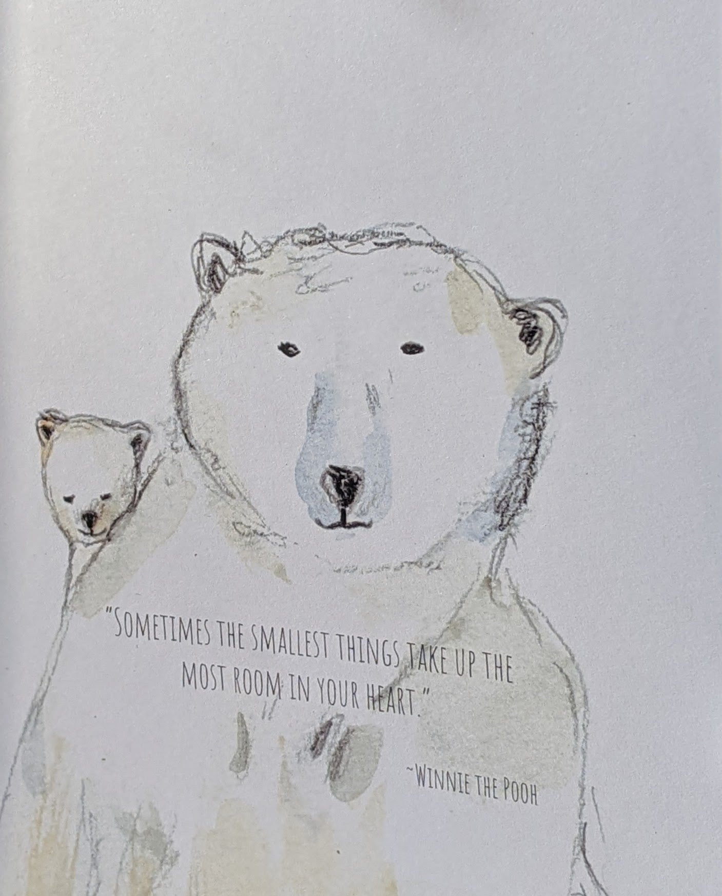 Polar bears Mother's day & birthday greeting card, Winnie the Pooh quote, love
