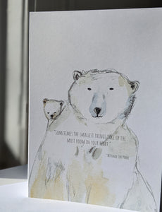 Polar bears Mother's day & birthday greeting card, Winnie the Pooh quote, love