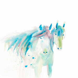 Dream of Horses Art Print, Original Artwork, Horse Rider Wall Art, Farm Animals, Giclée Print.