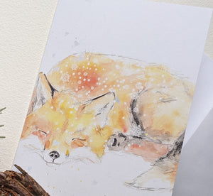 Cute winter baby fox Greeting card, all occasions lovely cards