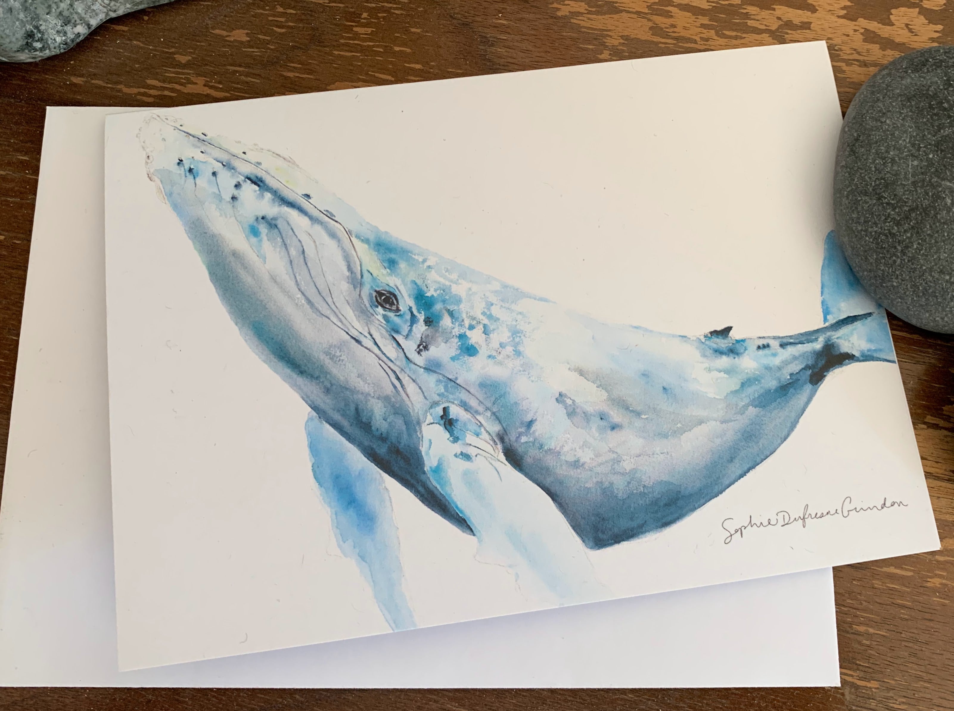 HUMPBACK WHALE greeting card, minimalist ocean art