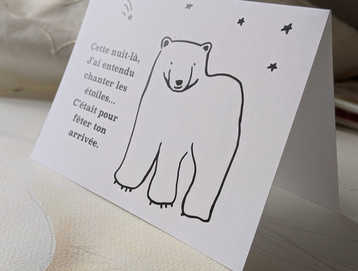 Baby greeting card, french poem, birthday celebration cards
