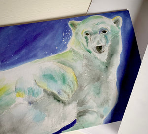Carte de souhaits ours polaire en plongée, océan
