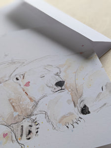 Carte de souhait Saint-Valentin, amour, la sieste des ours polaires
