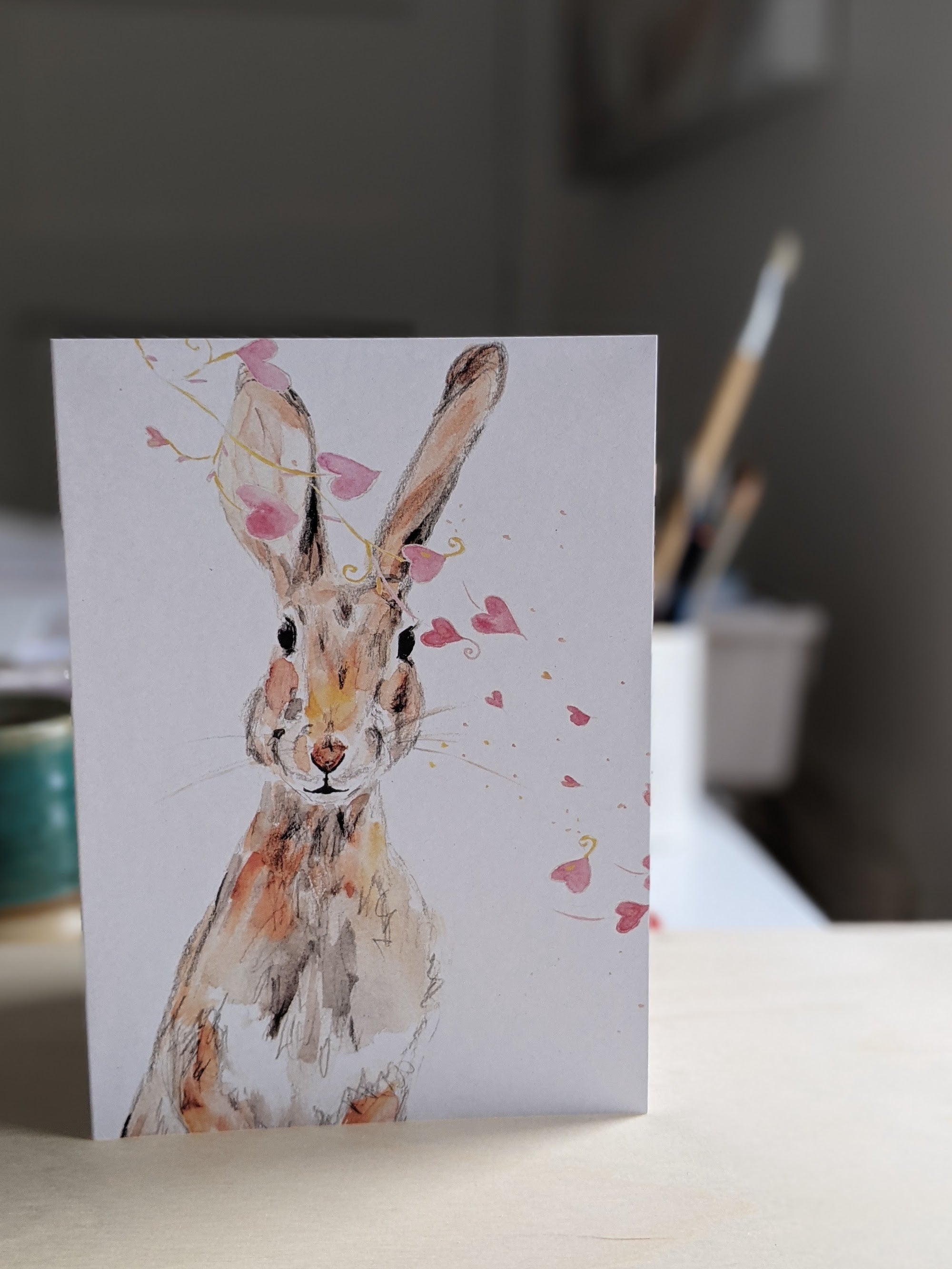 Hare love Greeting card, all occasions card, bunny rabbit greeting card