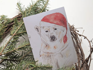 Carte de souhaits de Noël, Ours polaires en famille, jouer au chevreuils :)