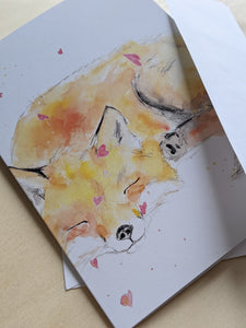 Greeting card, Valentine & all occasions card, sleeping fox