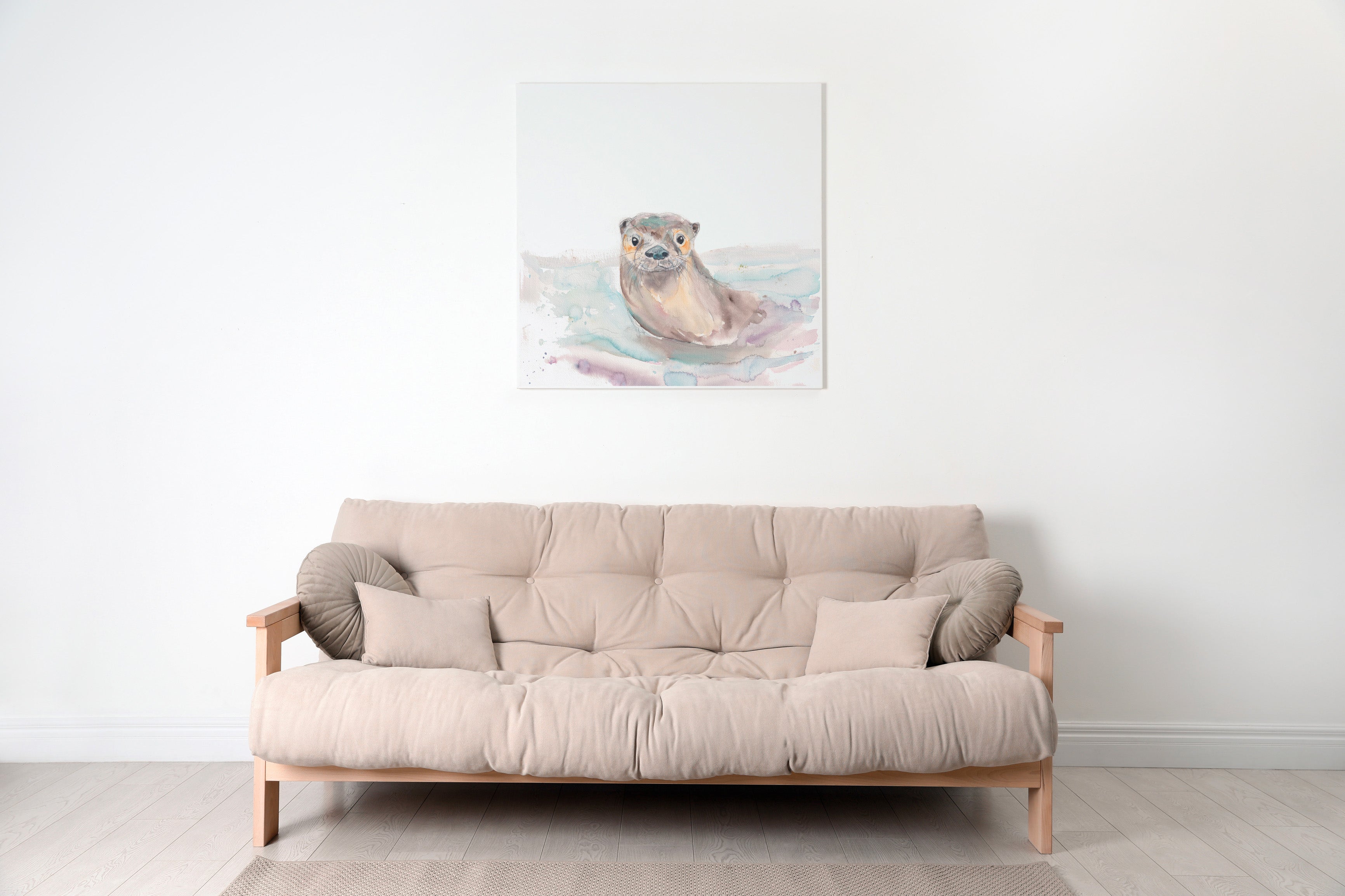 OTTER ART PRINT, "Are you coming?" Watercolor Animal, Minimalist, made in Québec by Sophie Dufresne Guindon