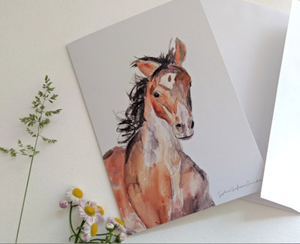 HORSE greeting card, minimalist painting wall art