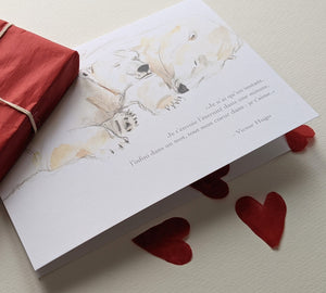 Carte de souhait Saint-Valentin, amour, la sieste des ours polaires, Victor Hugo