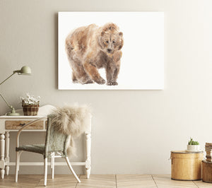 Grizzli bear art print, kodiak brown bear illustration, watercolor wall art