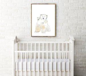 Polar bear mama & baby art animal print