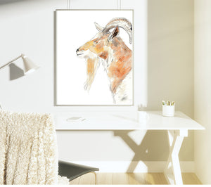 Watercolor Goat Art Print, Farm Animal Giclée Print