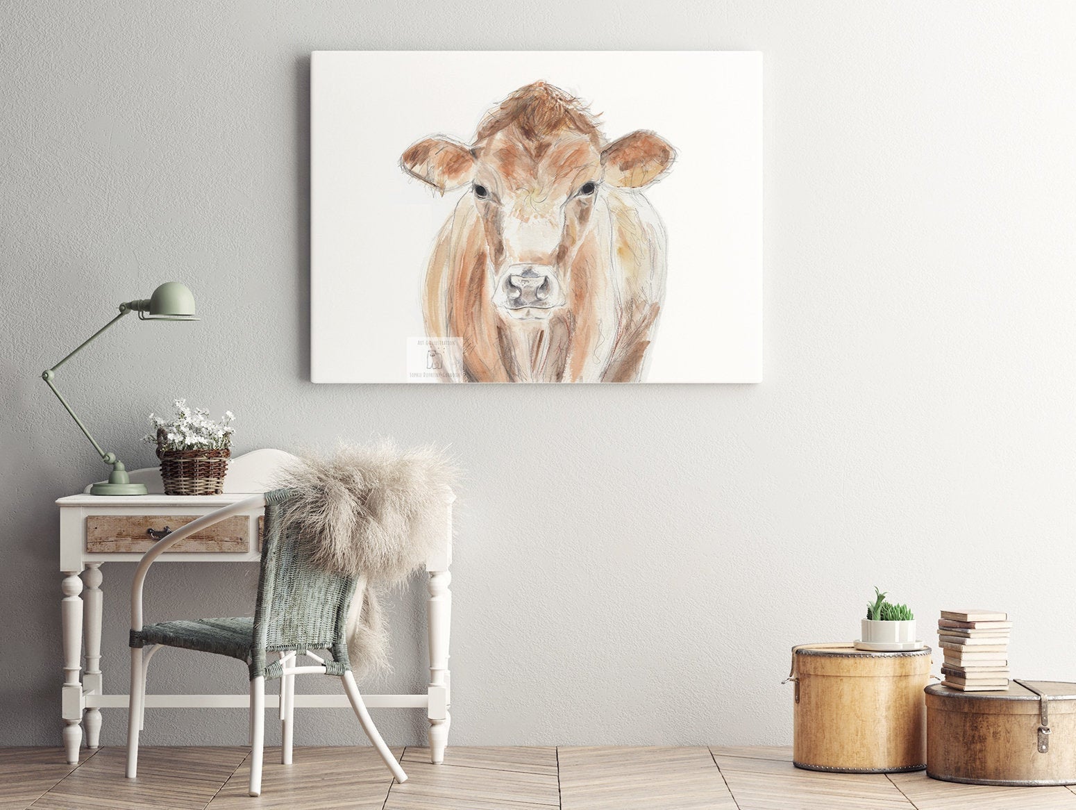 COW Painting art print, cow wall decor, farm animals prints