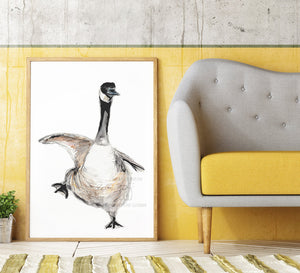 Canadian goose Painting art print, birds wall decor, animals prints