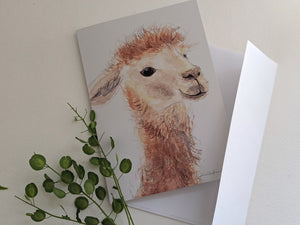 LLAMA greeting card, minimalist painting