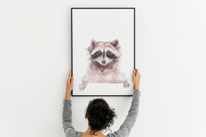 Raccoon art print, RACCOON wall art print